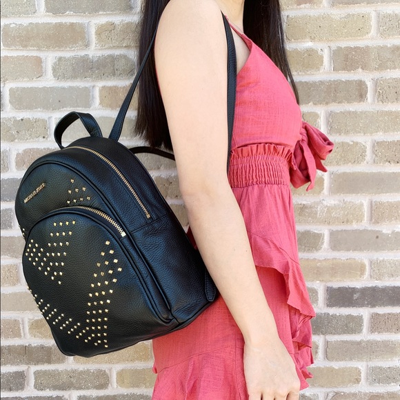 Michael kors black backpack pebbed leather studded - Picture 3 of 7